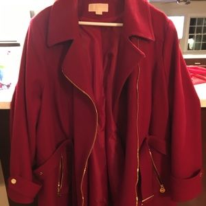 Michael Kors red plus size coat